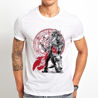 เสื้อยืดลําลอง แขนสั้น พิมพ์ลาย Fullmetal Alchemist Brothers สีขาว สไตล์ญี่ปุ่น สําหรับผู้ชาย 2022