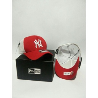 Topi NY - New York Yankees - MLB - 9FORTY New Era Cap - Premium Quality - Unisex - Trucker Hat - Red White - Baseball Cap - หมวกเบสบอล - Snapback - Topi Jaring Distro - Import -