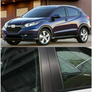 สติกเกอร์คาร์บอนไฟเบอร์คาร์บอนเสากลางหน้าต่าง  ตกแต่งสำหรับ Honda HRV 2015 2016 2017 2018