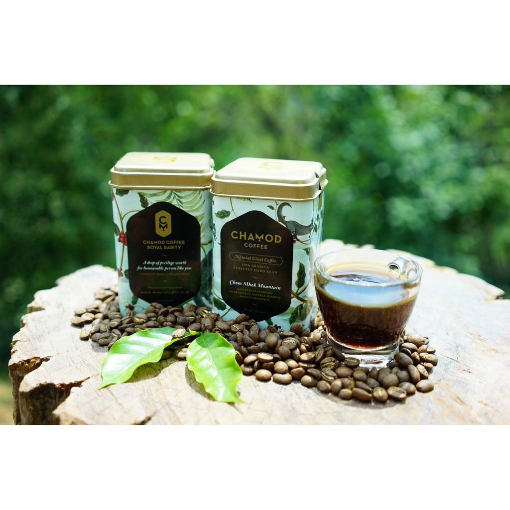 CHAMOD COFFEE (กาแฟชะมด/CIVET COFFEE/KOPI LUWAK) ขนาด 50 ก. หรือ 5 ซอง