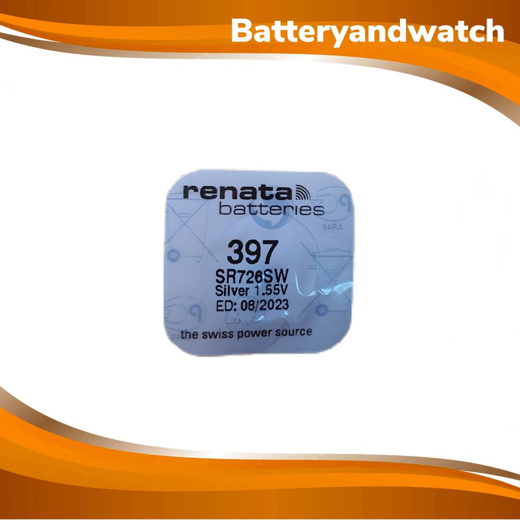 ถ่านกระดุม ถ่านนาฬิกา แพ็ค 1 เม็ด Renata 397 , SR726SW , 726 1.55V *ของเเท้รับประกัน Swiss Made