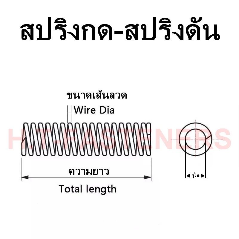 สปริงกด-สปริงดัน ขนาด 3.0 mm ความยาว 40 cm (400MM) มีหลายขนาดให้เลือก - ผลิตจากลวดปอนด์ญี่ปุ่นคุณภาพดี ความยืดตัวต่ำ