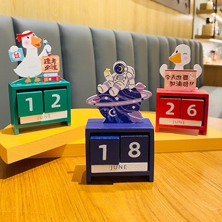2023 Planner Calendar Creative and Exquisite Wooden Perpetual Calendar Calendar Refueling Duck Table Home Healing Small Objects Decoration Small Gifts