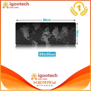 igootech mousepads Big Size. 80 x 30 cm. แผ่นรองเม้าส์ ขนาดใหญ่ ใช้งานดี ลายแผนที่โลก