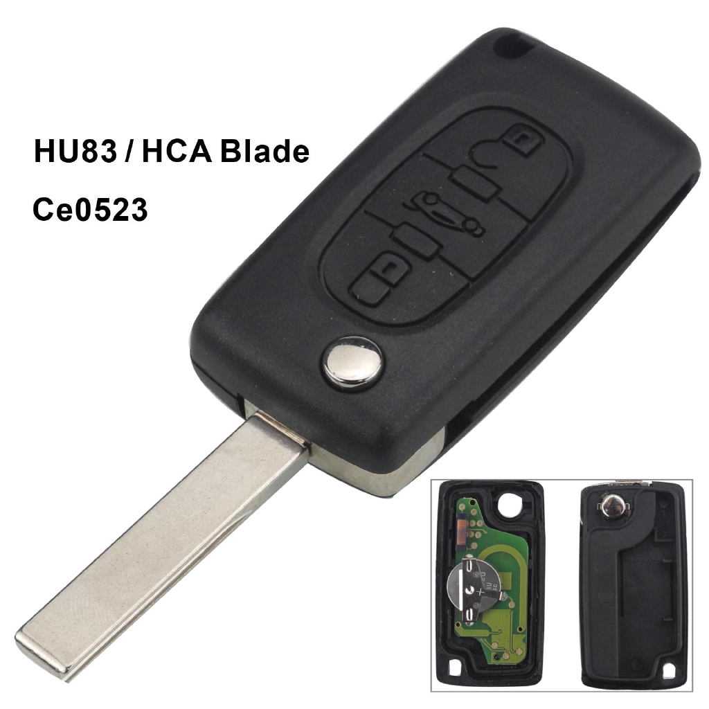 3 ปุ่มกุญแจรีโมท ce0523 สําหรับ Peyote 207 308 408 ขอสําคัญ 433 megaz ID46-pcf7941 hu83 วงจรพลิก