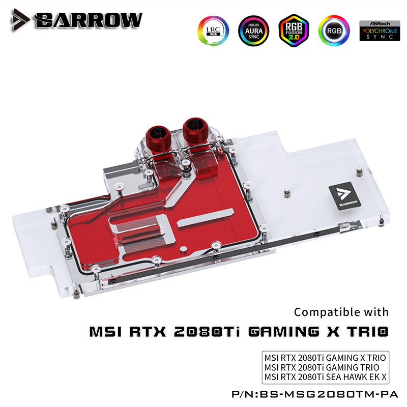 Barrow GPU Water Block MSI RTX 2080Ti 2080SUPER GAMING X TRIO Full coverage (บล็อกการ์ดจอ MSI RTX 20