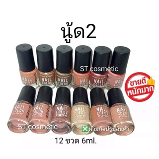 สีทาเล็บพีเมี่ยม 💅 nail color (นู๊ด 2)(1แพ็ค12ขวด) 💅สีสวย ติดทนนาน แห้งเร็ว ไม่เป็นก้อน