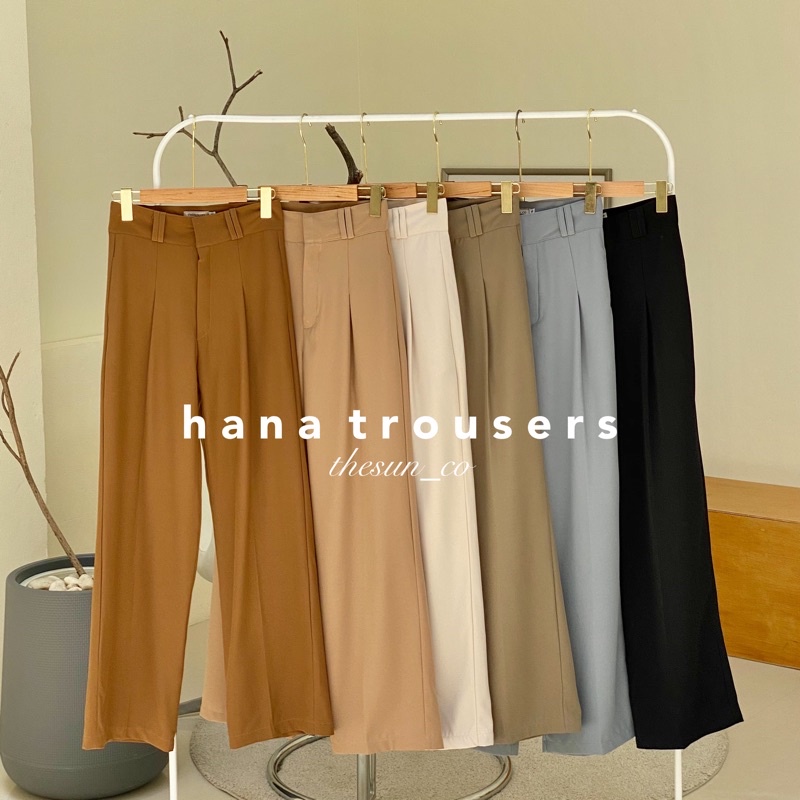 Hana Trousers กางเกงขากระบอก XS-3XL ผ้ายับยาก ใส่เก็บหุ่น ขาเรียวยาว งานตัด THESUNCO
