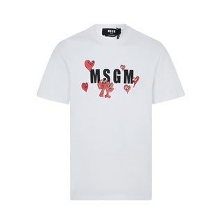 เสื้อยืดโอเวอร์ไซส์Msgm เสื้อยืดลําลอง แขนสั้น คอกลม พิมพ์ลายโลโก้ตัวอักษร หัวใจ เรียบง่าย สําหรับผู้ชายS-3XL