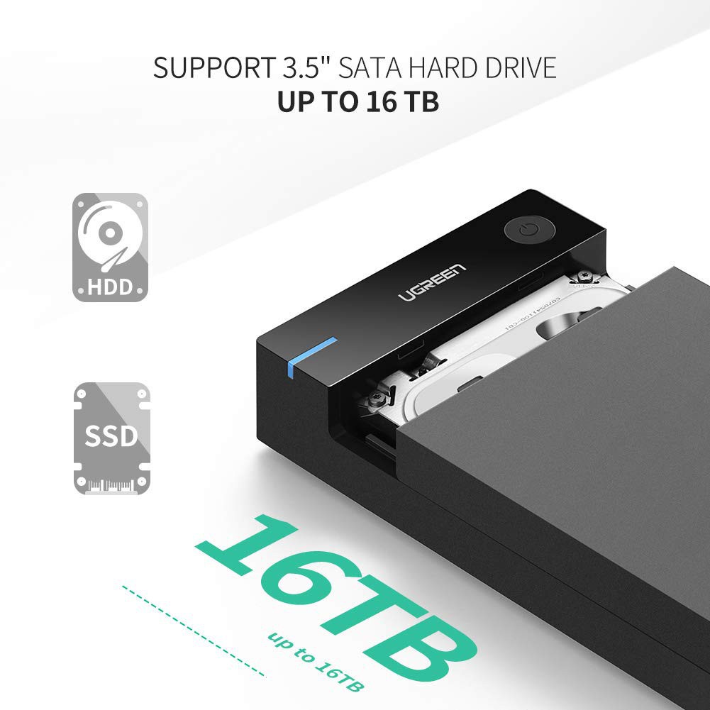 ✙UGREEN รุ่น 50423 กล่องใส่ฮาร์ดดิส External Hard Drive 3.5" USB 3.0 to SATA BOX Hard Disk Case ใช้กับ Com