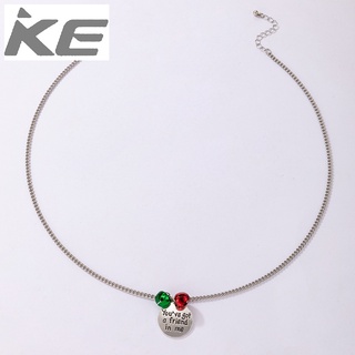 Festive Christmas Alphabet Bell Necklace Geometric Disc Single Necklace for girls for women lo