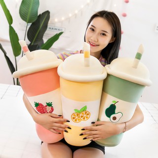 ❀✜☃Creative bed pillow girls sleeping net red super soft avocado milk tea cup doll plush toys cute dorm &lt;