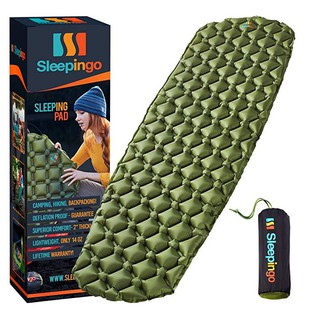 แผ่นรองนอนแค้มปื้งนำเข้าอเมริกา Sleepingo Camping Sleeping Pad Mat Ultralight 14.5 OZ, Comfortable Compact  Air Mattress