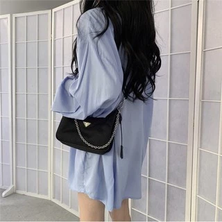 ล้างสต็อก🔥 PB2800 เสื้อเชิ้ตผู้หญิง oversize ผ้าคัตตอล อย่างดี เสื้อเชิ้ตแขนยาวกันแดดชิคสไตล์เกาหลี สีขาว/ฟ้า