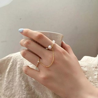 แหวนมินิมอลมุกโซ่ • Pearl Chain Ring