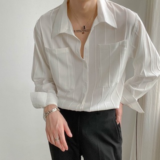 56men Shirt Men Q12 เสือเชิตผู้ชาย แขนยาว ทรงเกาหลี