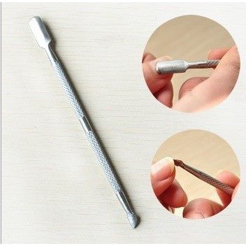 สแตนเลส Cuticle Pusher Nail Care 2 Way Pedicure ทําความสะอาดเล็บ Art เจลเครื่องมือกําจัด Remover Dual End Sharp
