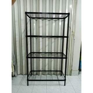 ชั้นวางของเหล็กอเนกประสงค์ 4 ชั้น KASSA HOME รุ่น LINNER ขนาด 90 x 45 x 160 ซม. สีดำ