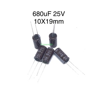 ( 1ล็อต 50ตัว )Capacitor NIPPON 680uF 25V 105องศาCP10482