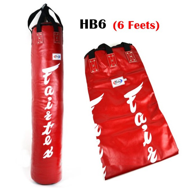 กระสอบทรายแฟร์แท็กซ์ 6 ฟุต สีแดง หนังเทียม Fairtex Heavy Bag HB6 Red Banana 6 Feets Training un-filled MMA Kickboxing k1