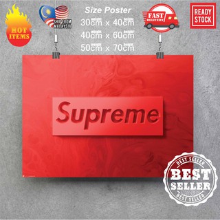 Supreme x โปสเตอร์โลโก้ 3D โปสเตอร์สตรีทแวร์ ไอคอนสตรีท สติกเกอร์ติดผนัง โปสเตอร์กรอบตกแต่งผนัง