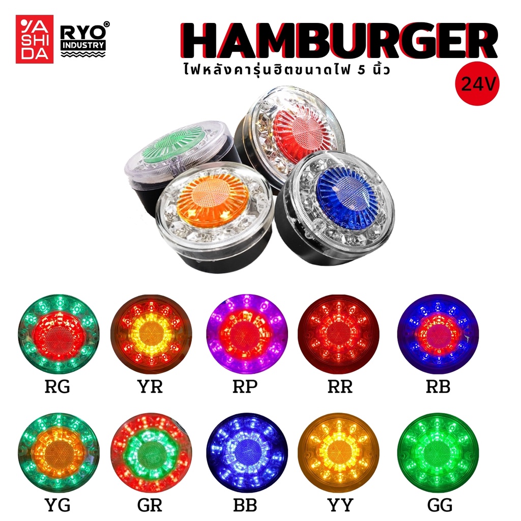 ไฟหลังคา ไฟ Hamburger New Gen LED กันน้ำ 100% 24volt ขนาด 5 นิ้ว