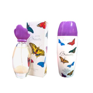 AVON Butterfly Cologne Spay And Roll-On เอวอน บัตเตอร์ฟลาย โรลออน 75 มล. และโคโลญ สเปรย์ 30 มล.