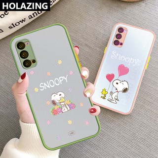 Lens Protective Case OPPO Reno4 SE Reno2 Z Reno 3 Pro 5G 10x Zoom Candy เคสโทรศัพท์ เคสซิลิโคน Snoopy Dog Matte Scrub PC Hard Cover Anti-Scrach Shockproof