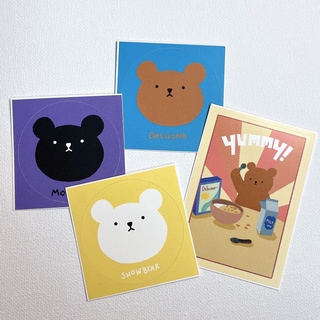 [Bear Bros] สติกเกอร์ ลายหมีน่ารัก สไตล์เกาหลี ลอกออกได้