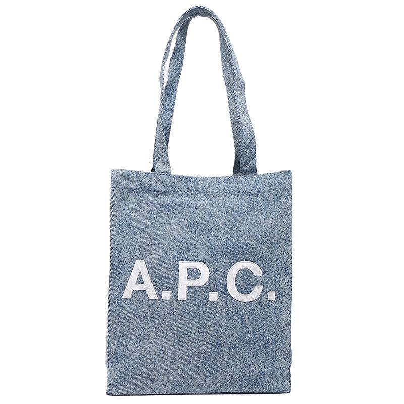 Apc กระเป๋าถือ กระเป๋าสะพายไหล่ ผ้ายีน ปักลายโลโก้