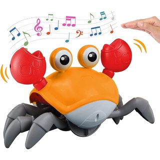 🔥🔥🔥Crawling Crab Baby Toy with Light Up and Music, Toddler Interactive Toys with Sensor Obstacle Avoida