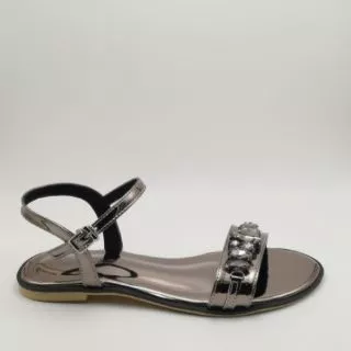 A49รองเท้ารัดส้นหน้าเพชร Kwintra รุ่น Sandals Blink สีเทาเมทาลิค