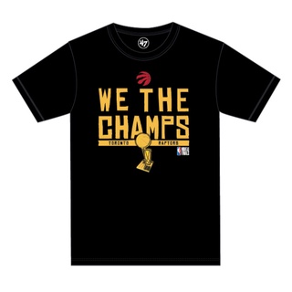 T-shirt  ขายดี เสื้อยืดลําลอง แขนสั้น พิมพ์ลาย Toronto Raptors We The Champs สีดํา สําหรับผู้ชาย AOlaam80MBbmpm57S-5XL