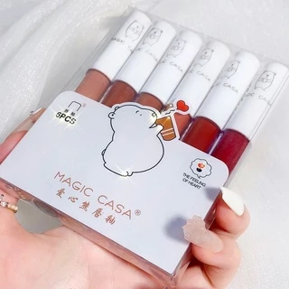 pink-girl: ลิปสติก เนื้อแมท กันน้ํา ติดทนนาน 5 ชิ้น / ชุด.upbest-MAGIC