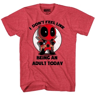 ผ้าฝ้ายคอกลม100%cotton เสื้อยืดคอวีผู้ชาย Marvel Deadpool Dont Feel Like Being An Adult T-Shirt men เสื้อ ยืด ผู้ชาย คอ