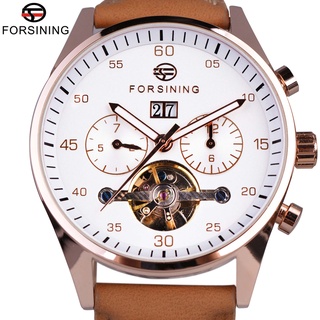 Forsining 2017 British Fashion Style Suede Strap Mens Watches Top Brand Luxury Tourbillion Automatic Mechanical Watch Cl
