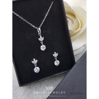 ชุดเซ็ตเครื่องประดับ ดอกไม้ Flower คริสตัลแท้ สร้อย สร้อยคอ ต่างหู เครื่องประดับ Valuejewelry SET007 NK087 ER0655