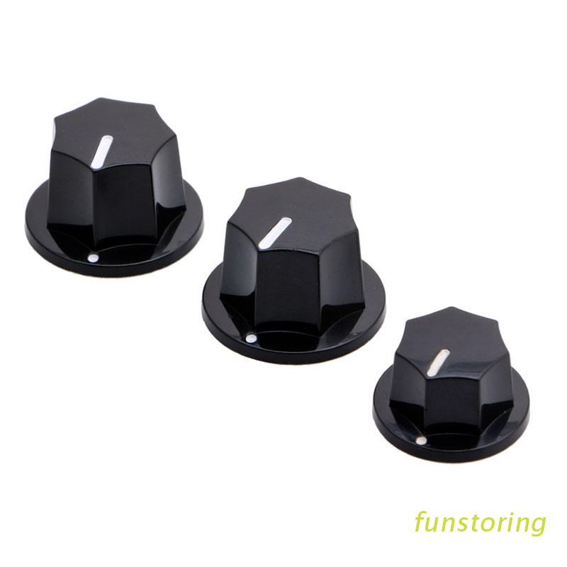 FUN 1 Set 3 Plastic Knobs Preamp Control For Jazz Bass JB Effect Black