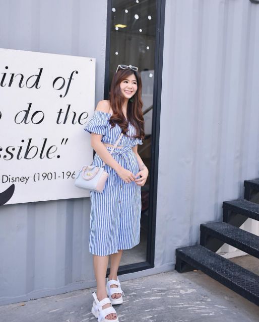 OhblablaShoes  พร้อมส่ง รองเท้า ส้นตึก/รัดส้น รุ่น AllWhitePlatform ไซส์ 35-42  สี White , Black