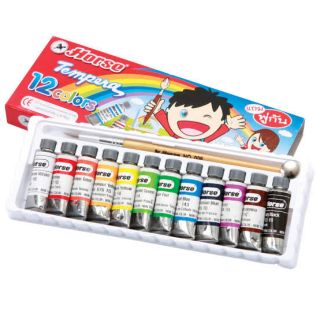 HORSE สีน้ำตราม้า 12สี แถมพู่กัน (1แพ็ค12กล่อง)(สินค้าพร้อมส่ง)