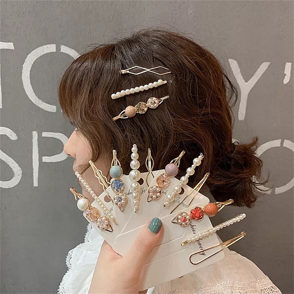 3 ชิ้น/เซ็ต Pearl Duckbill คลิปสําหรับผู้หญิงกิ๊บหวานสาว Bangs คลิปด้านข้าง Fixed Bangs Barrette