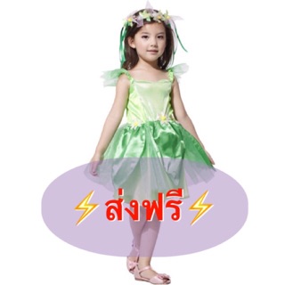 ⚡️ส่งฟรีEMS ⚡️(ไม่ง้อโค้ด) ชุดนางฟ้า Tinkerbell ทิงเกอเบลล์ ทิงเกอร์เบลล์ ทิงเกอเบล พร้อมปีก ชุดทินเกอเบล ชุดทินเกอเบล