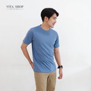 VITASHOP เสื้อยืดสีพื้น Street Jeans สีสตรีทยีนส์ เสื้อยืด ผ้าคอตตอนเนื้อนุ่ม ใส่สบาย พร้อมส่ง