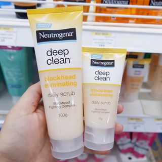 Neutrogena Deep Clean blackhead eliminating daily scrub นูโทรจีนา แบล็คเฮด อีลิมิเนทติ้ง เดลี่ สครับ 40-100 กรัม