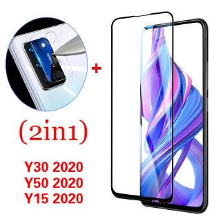 (2 in 1)vivo Y30 (2020) Y15 (2020) Y50 (2020) V19(2020)Full Screen Tempered Glass Film +Camera lens film