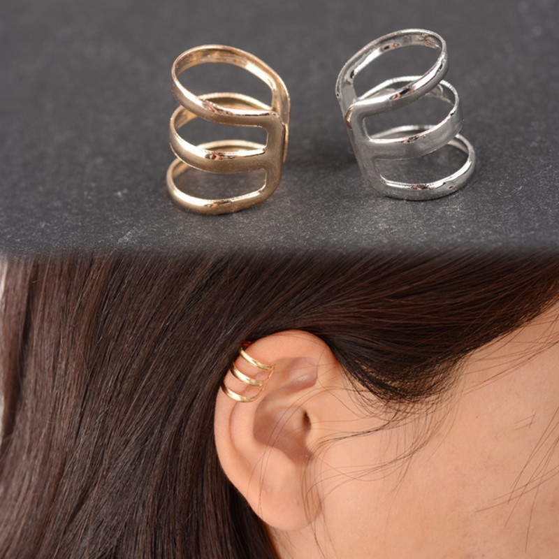 ต่างหู Women Rock Earrings Ear Clip Cuff Wrap No piercing-Clip ...