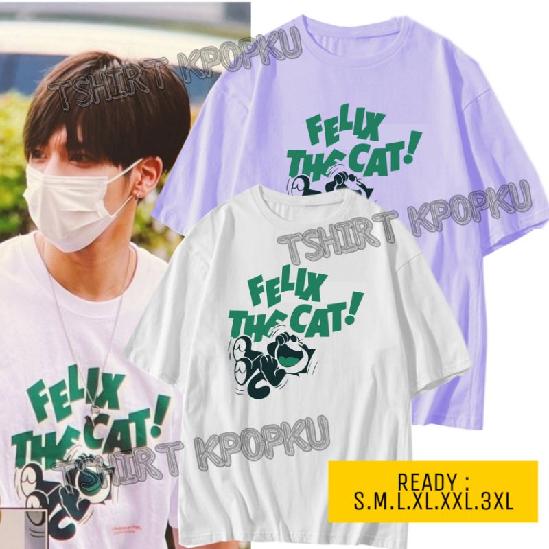 เสื้อยืดพิมพ์ลาย taehyun FELIX the Cat เกาหลี