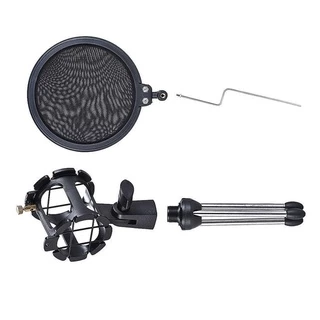 ขาตั้งไมค์โครโฟน ขาตั้งไมคตั้งโต๊ะ ขาตั้งไมค์ไลฟ์สด แบบมีที่กันลม Desktop Microphone Stand Wind Screen Pop Filter Holder