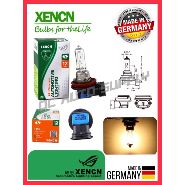 H16 19W 12V XENCN GERMANY LIGHTING TECHNOLOGY โคมไฟหลอดไฟ 19W 12V สําหรับการใช้งานบน: UNIVERSAL VEHI