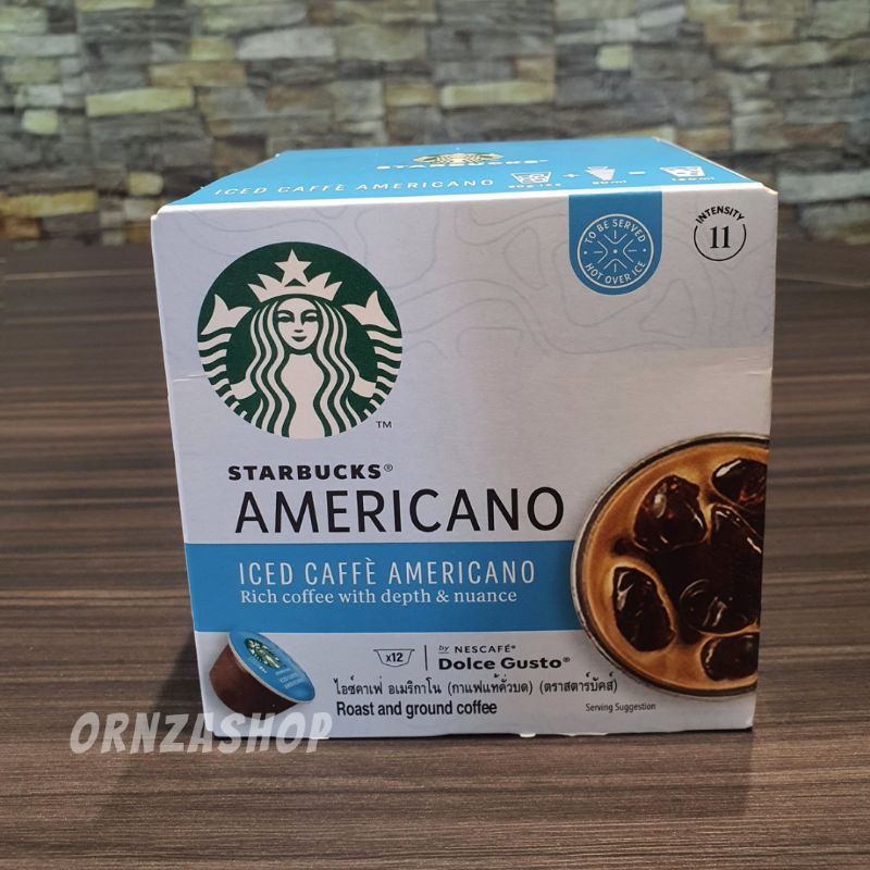 New!! STARBUCKS® ICED CAFÈ AMERICANO  แคปซูลกาแฟ 1 กล่อง 12แคปซูล สำหรับเครื่องชงกาแฟแคปซูล DOLCE GUSTO เท่านั้น